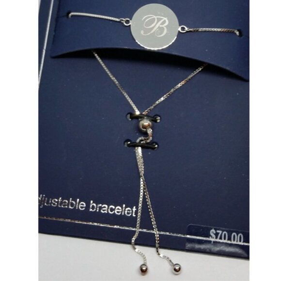Sterling silver adjustable initial letter B bracelet new - Picture 2 of 2